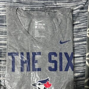 Nike Gray 'The Six' Short Sleeve Tee with Blue Logo